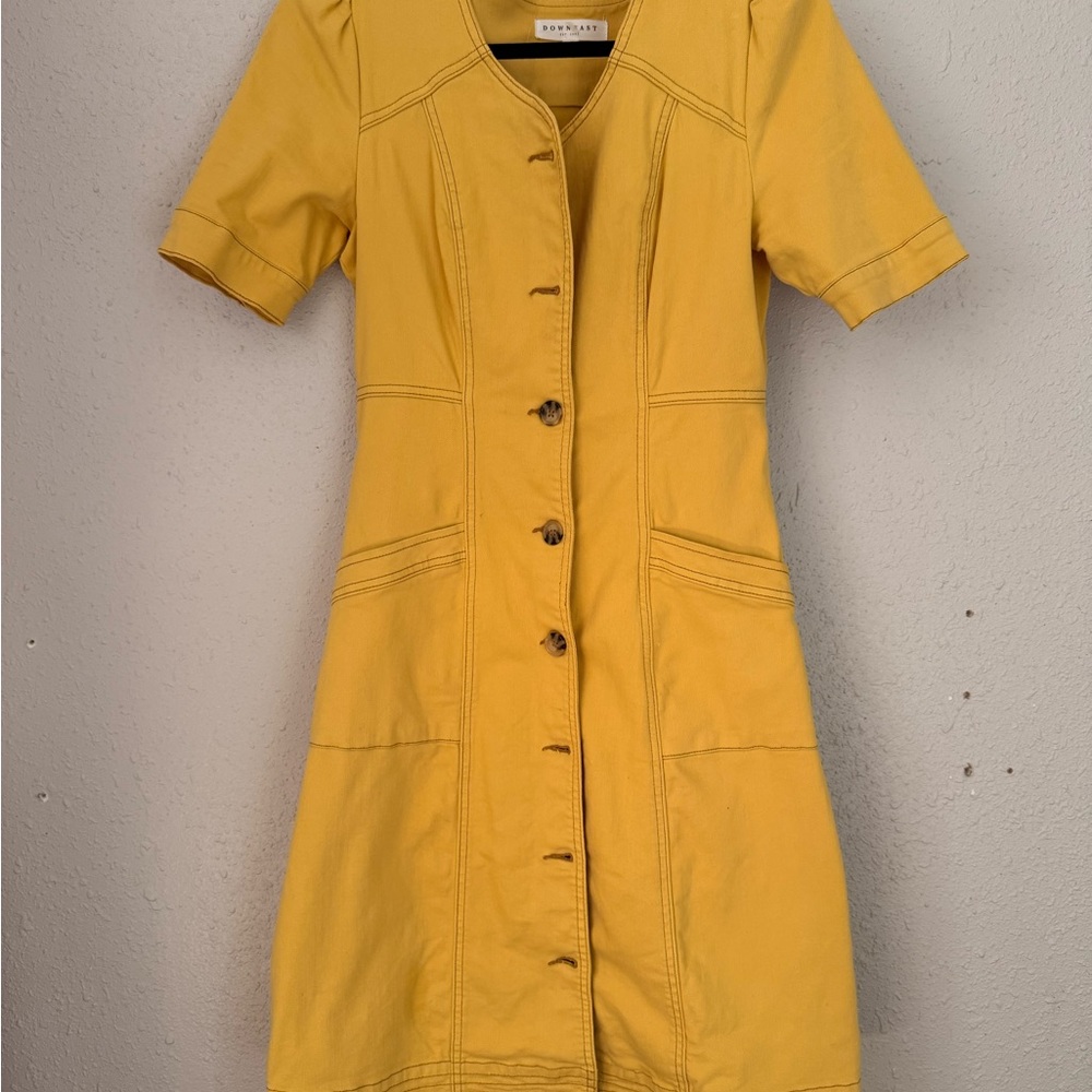 Down east 98% Cotton Yellow Button-Down Dress
